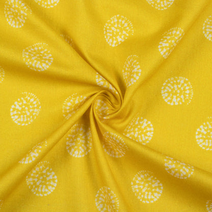 Lime Yellow Shiiborii Pattern Digital Print Cotton Cambric Fabric