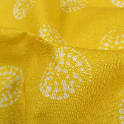 Lime Yellow Shiiborii Pattern Digital Print Cotton Cambric Fabric