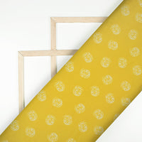 Lime Yellow Shiiborii Pattern Digital Print Cotton Cambric Fabric