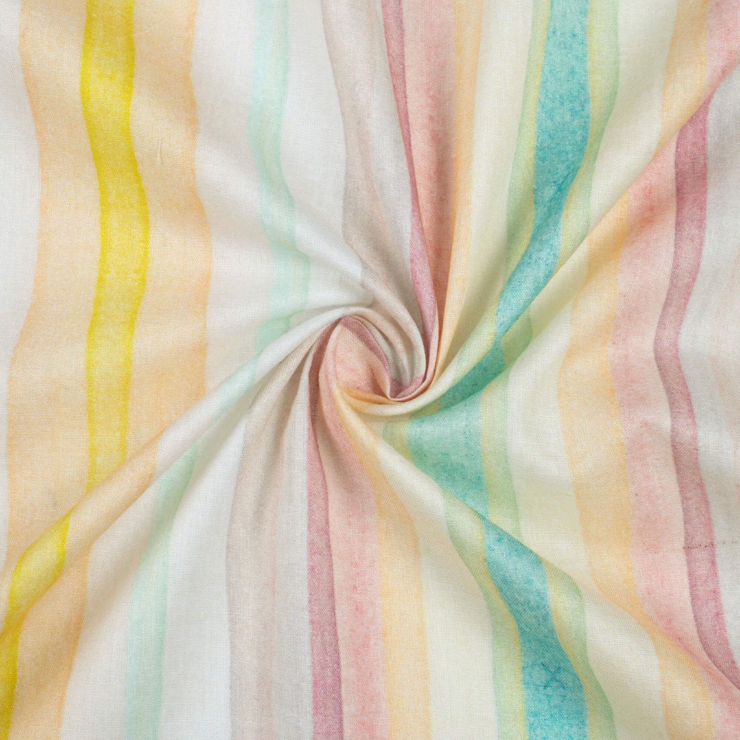 Baby Blue And Peach Stripes Pattern Digital Print Cotton Cambric Fabric