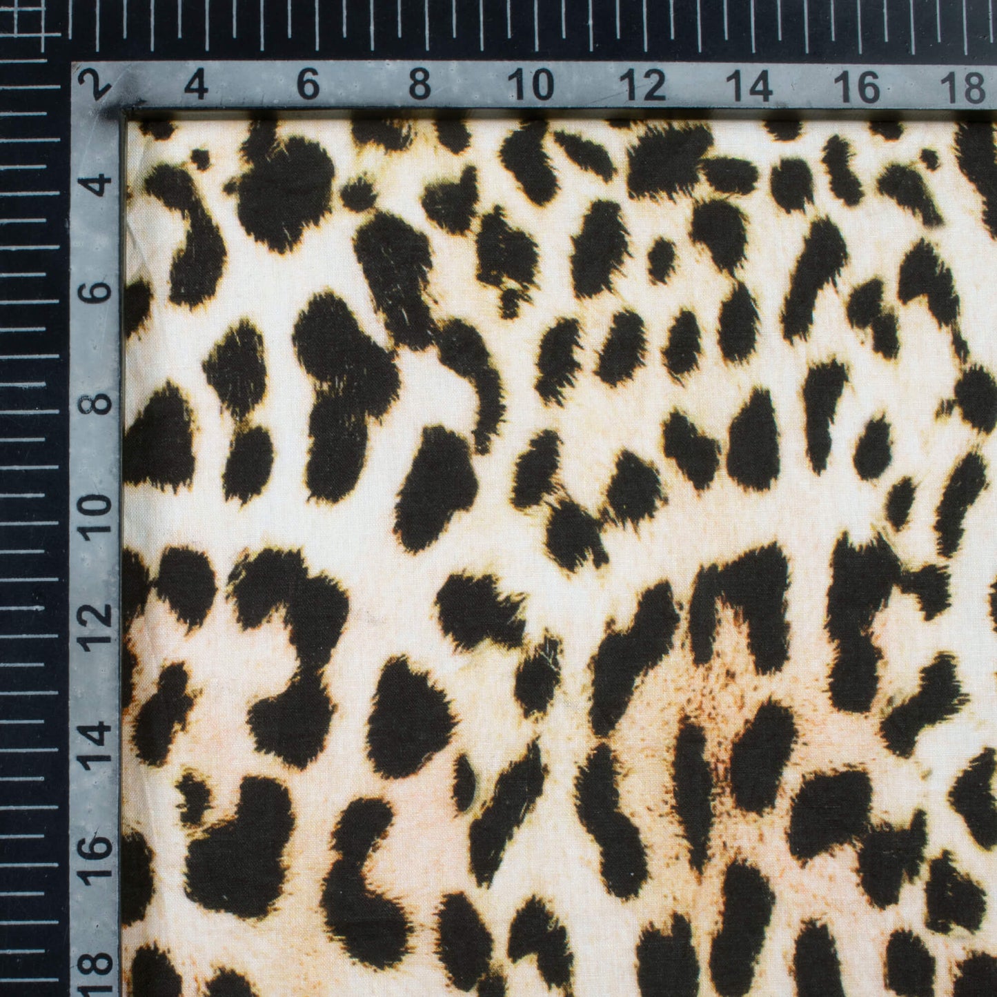 Ecru Beige And Black Animal Pattern Digital Print Cotton Cambric Fabric