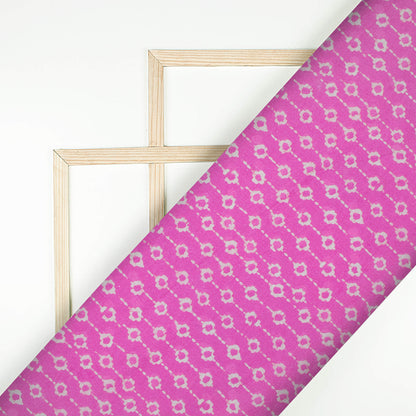 Ultra Pink And White Stripes Pattern Digital Print Cotton Cambric Fabric