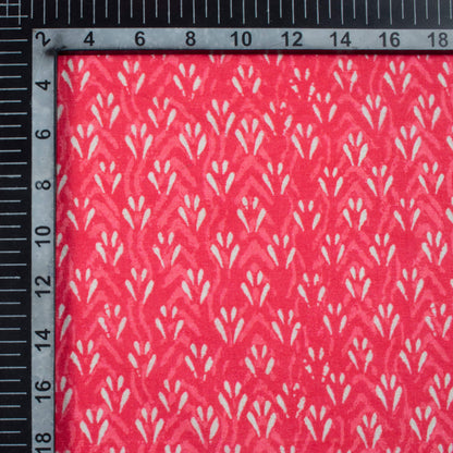 Hibiscus Red And Off White Abstract Pattern Digital Print Cotton Cambric Fabric
