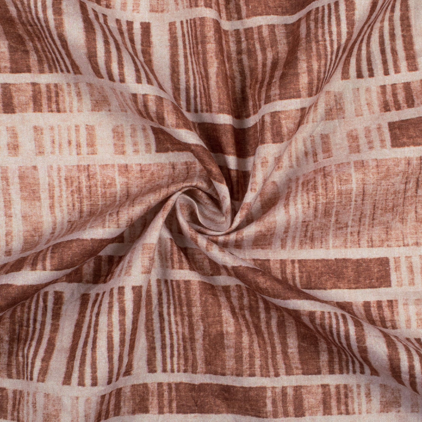 Dark Brown Stripes Pattern Digital Print Cotton Cambric Fabric