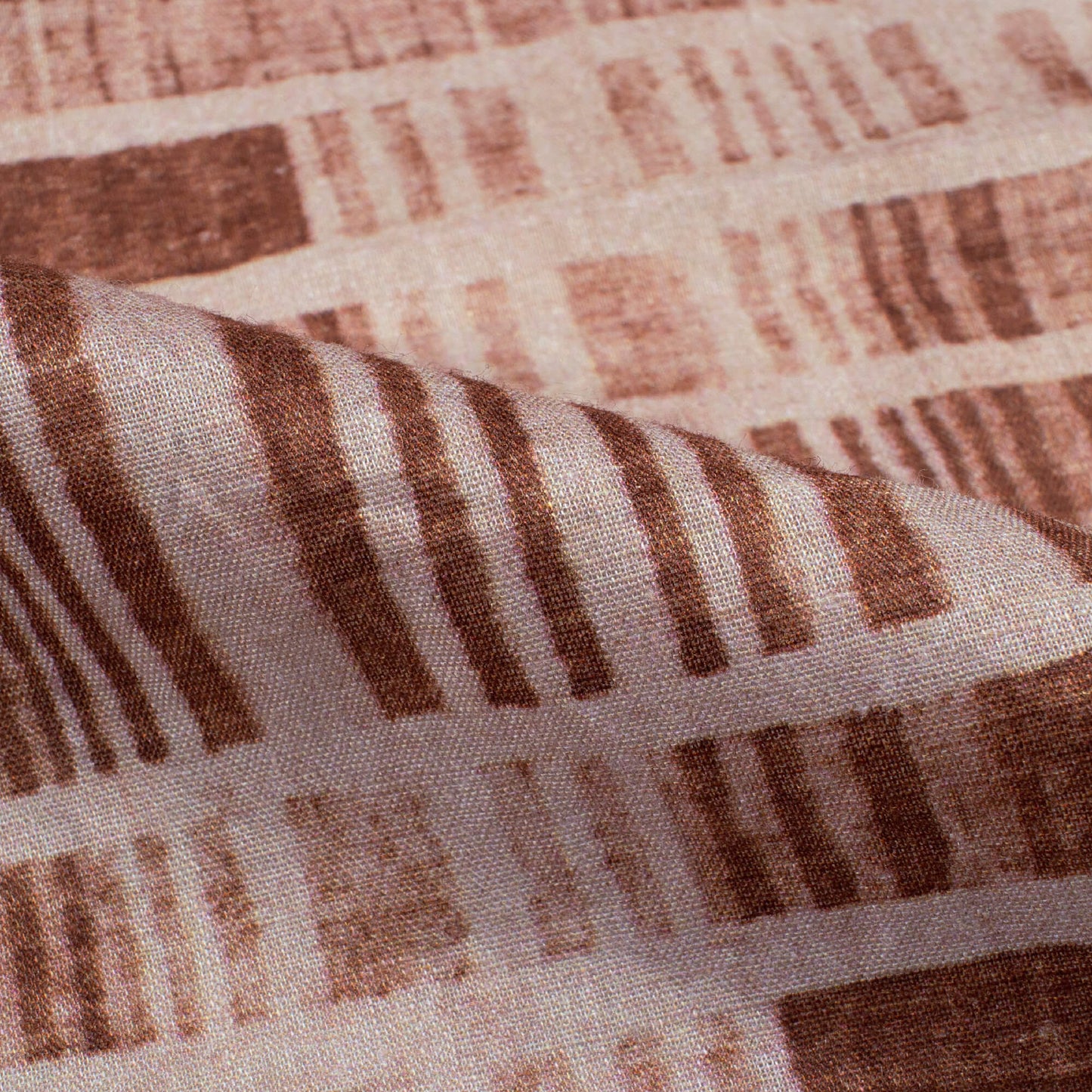 Dark Brown Stripes Pattern Digital Print Cotton Cambric Fabric