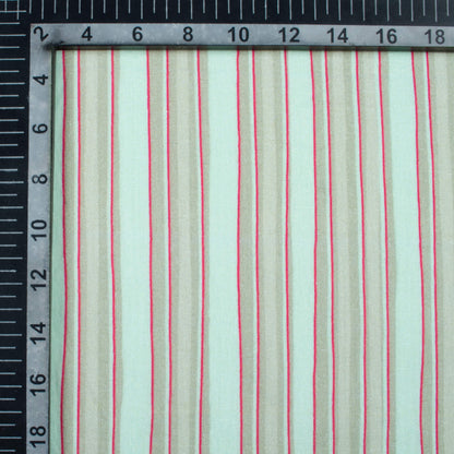 Baby Blue And Red Stripes Pattern Digital Print Cotton Cambric Fabric