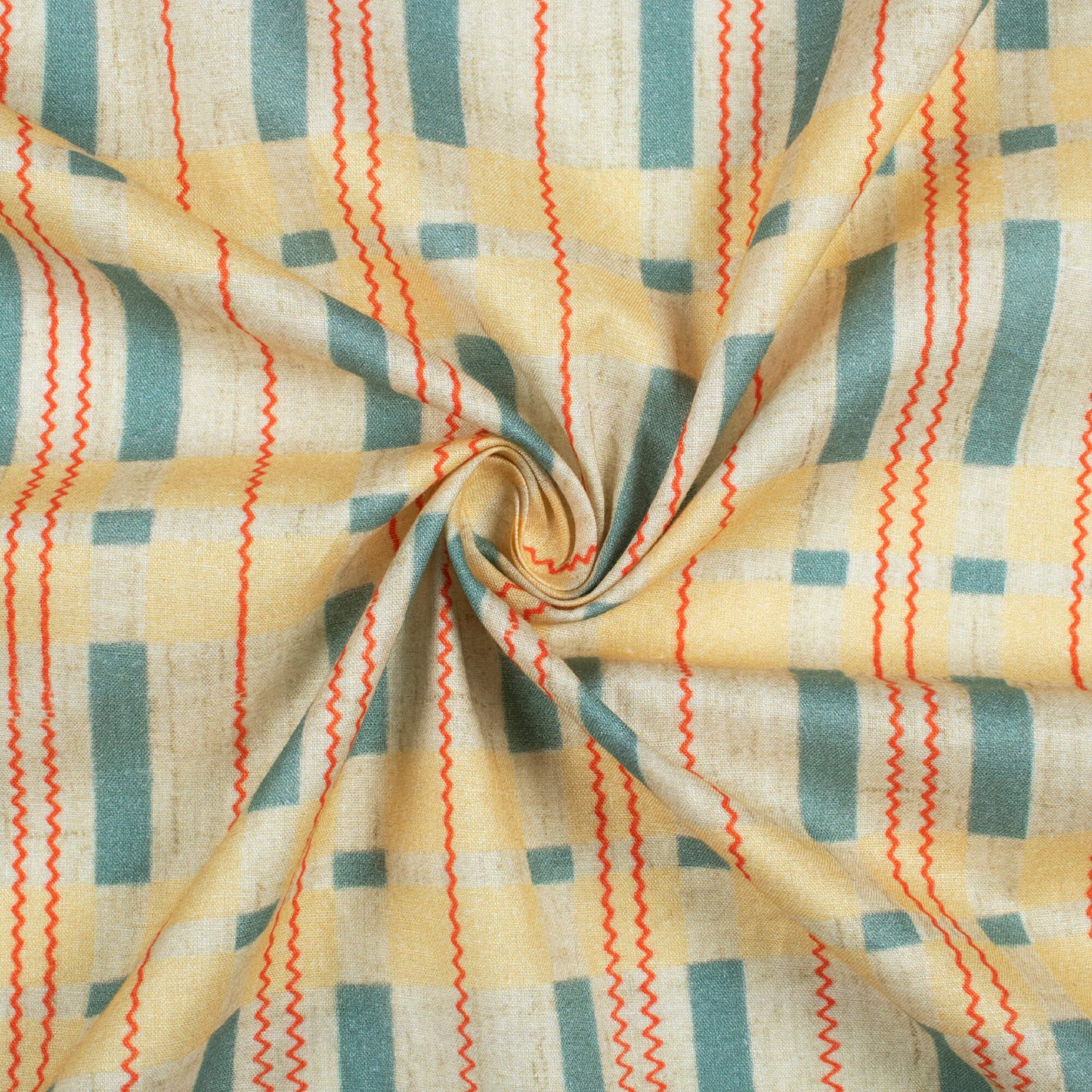 Pastel Yellow And Slate Grey Stripes Pattern Digital Print Cotton Cambric Fabric
