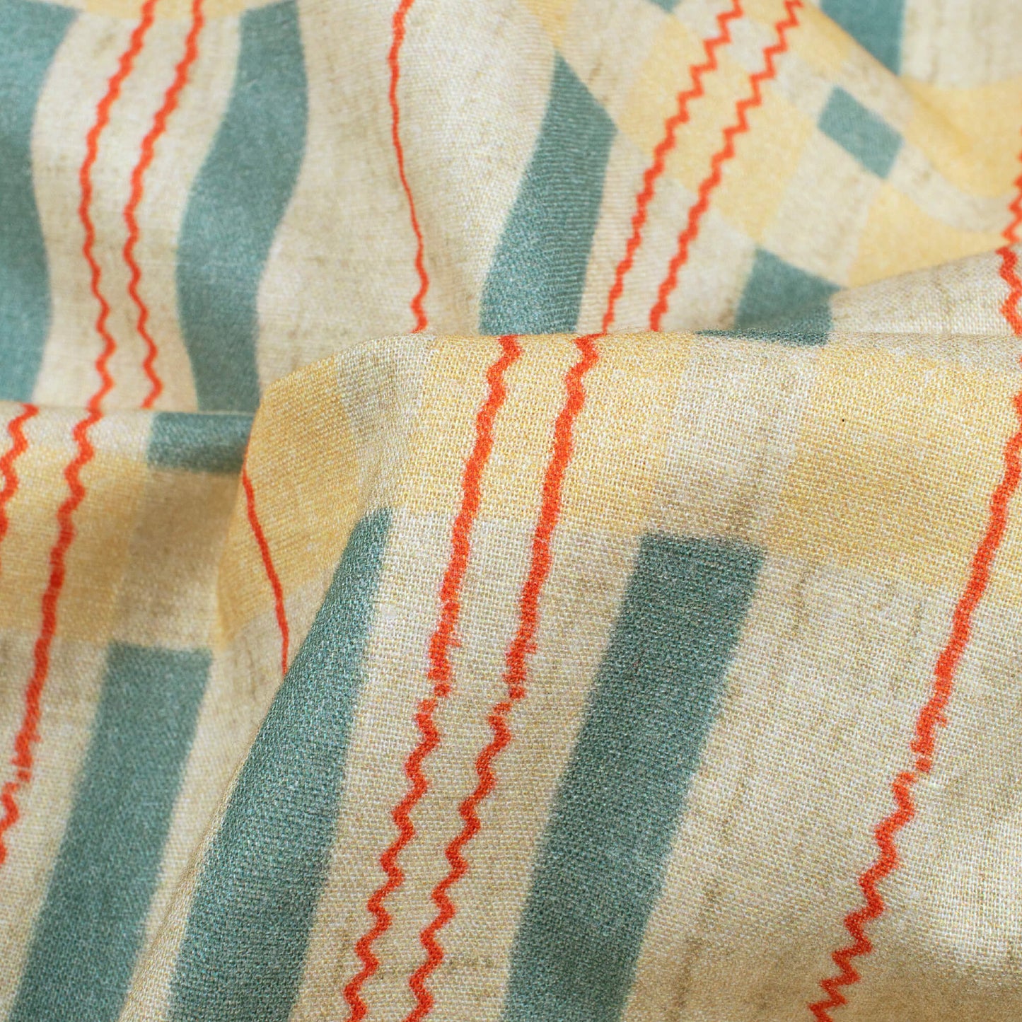 Pastel Yellow And Slate Grey Stripes Pattern Digital Print Cotton Cambric Fabric