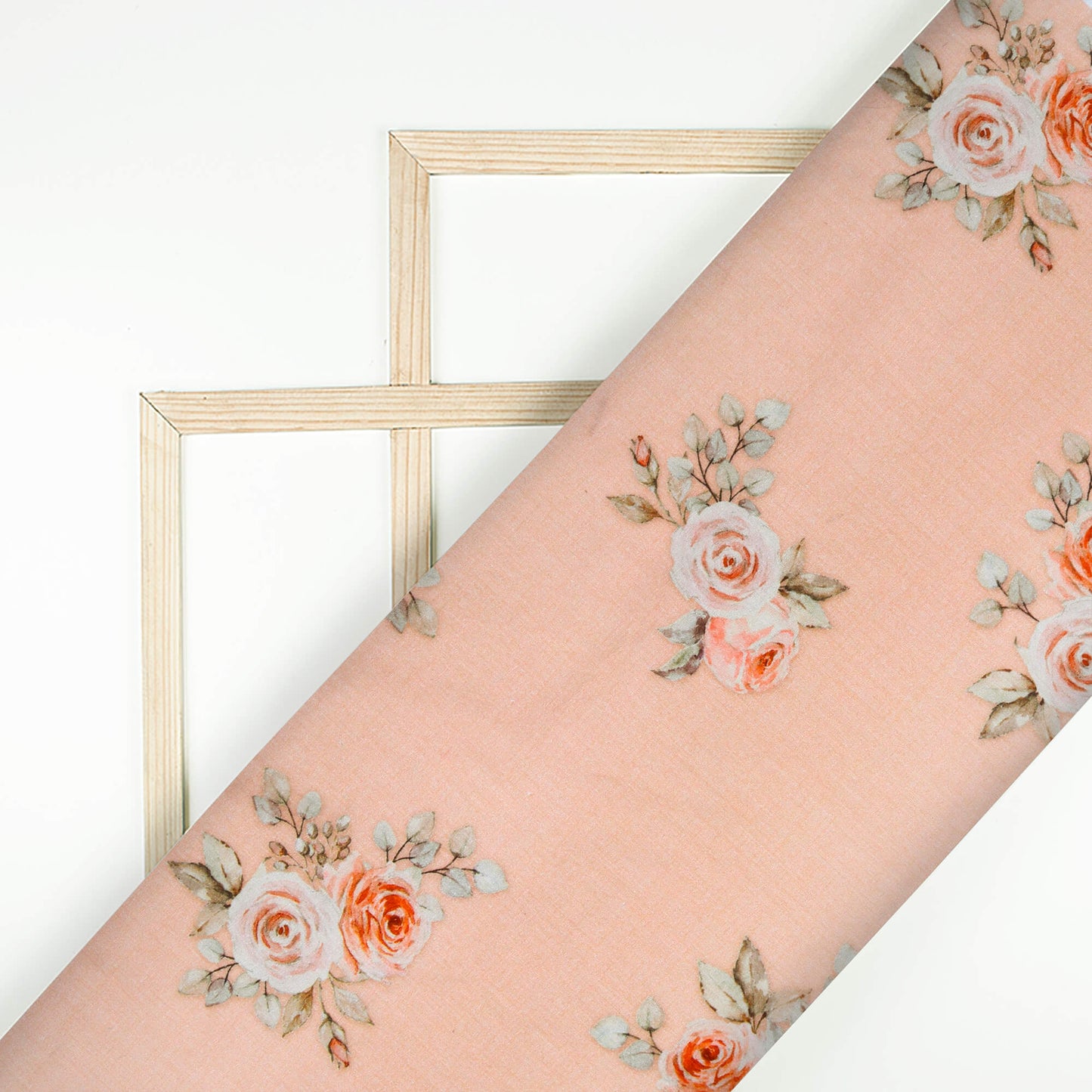Baby Pink Floral Pattern Digital Print Cotton Cambric Fabric