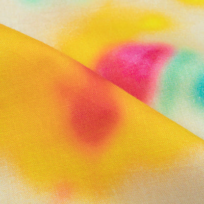 Cream And Deep Pink Tye And Dye Pattern Digital Print Cotton Cambric Fabric