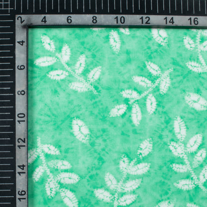 Seafoam Green And White Leaf Pattern Digital Print Muslin Fabric