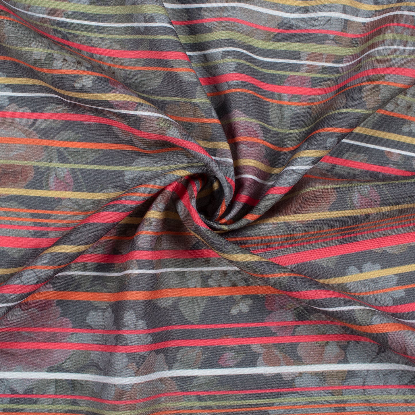 Magenta Pink And Grey Stripes Pattern Digital Print Muslin Fabric