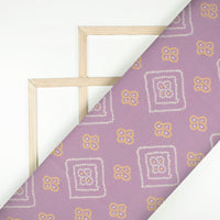 Mauve Purple And Yellow Bandhanii Pattern Digital Print Muslin Fabric