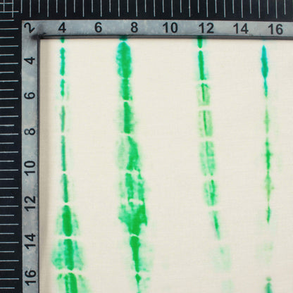 White And Green Shiiborii Pattern Digital Print Muslin Fabric