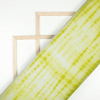 Lime Green Shiiborii Pattern Digital Print Muslin Fabric