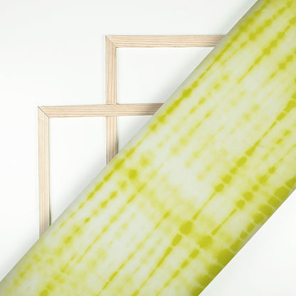 Lime Green Shiiborii Pattern Digital Print Muslin Fabric