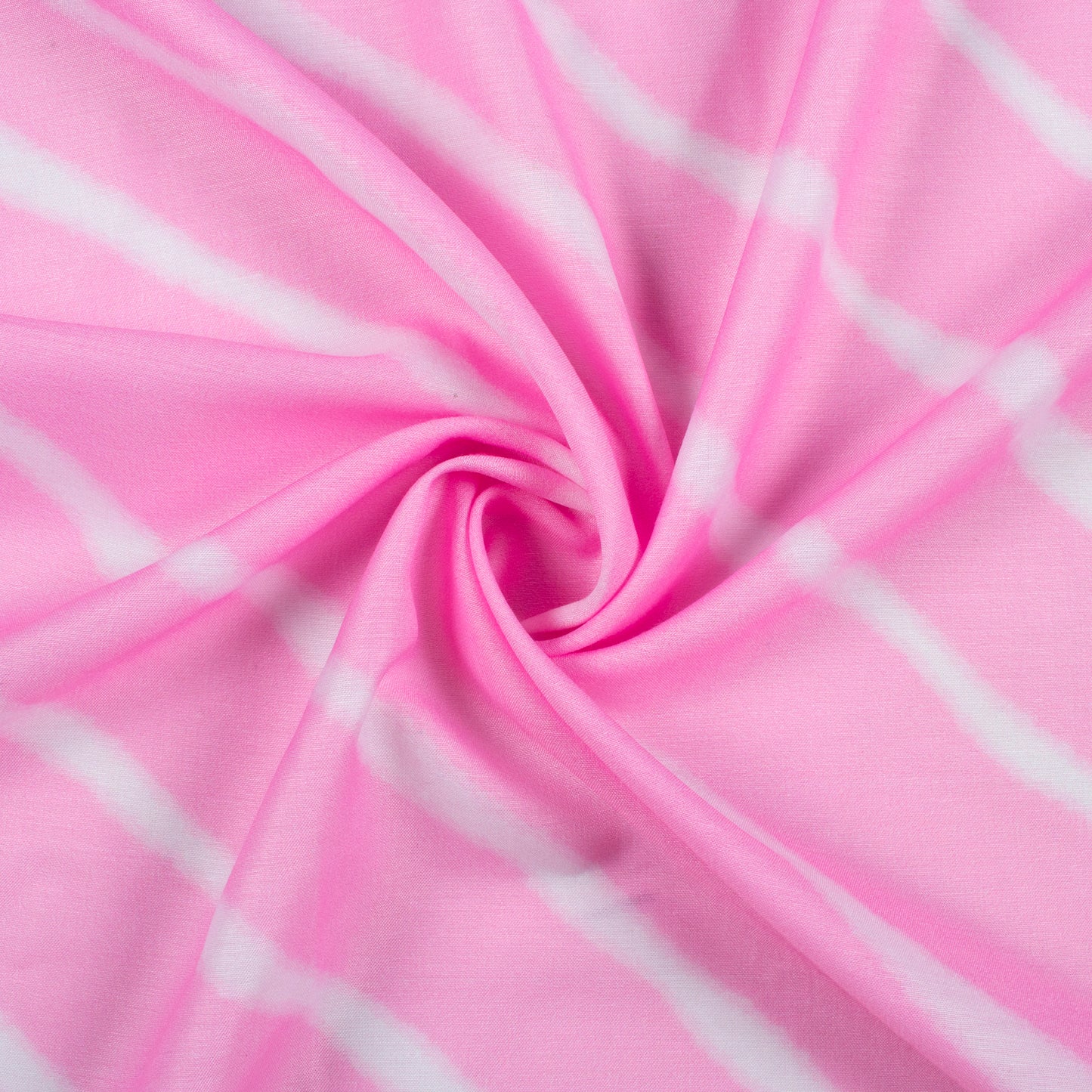 Taffy Pink And White Leheriya Pattern Digital Print Muslin Fabric