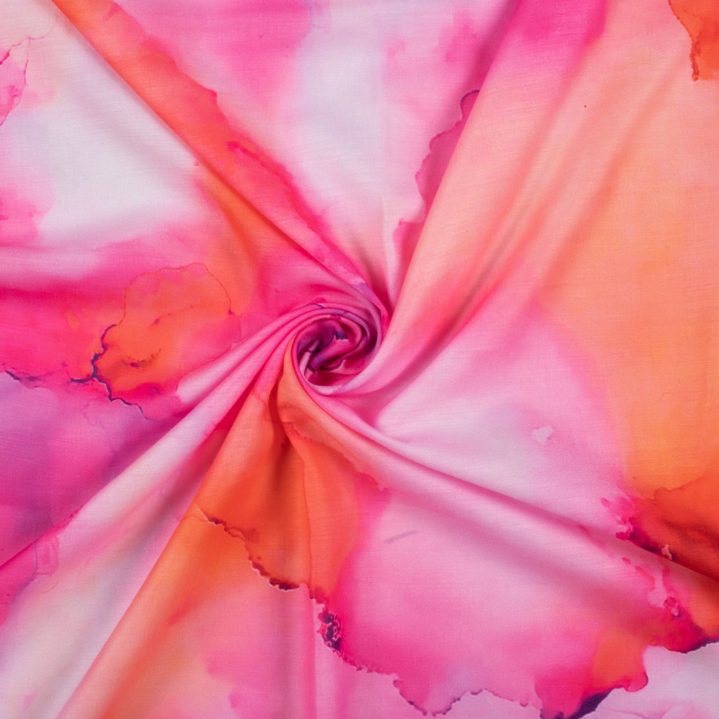 Rose Pink And Orange Marble Pattern Digital Print Muslin Fabric