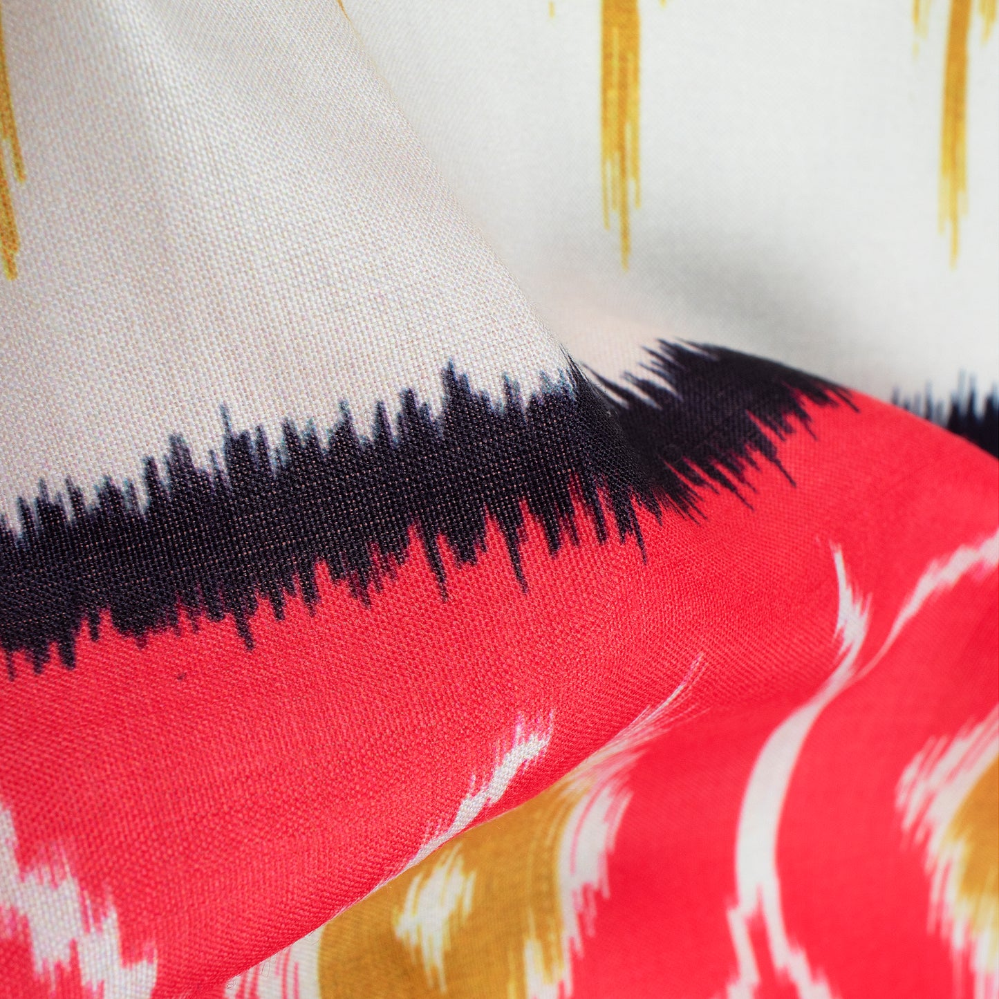 Dijon Yellow And Persian Red Daman Pattern Digital Print Muslin Fabric