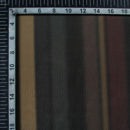 Black And Brown Stripes Pattern Digital Print Crepe Silk Fabric