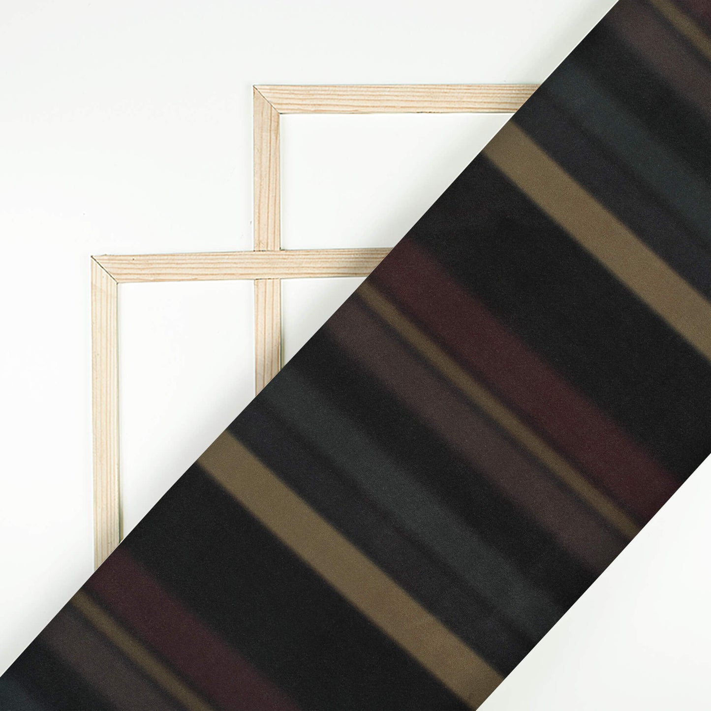 Black And Brown Stripes Pattern Digital Print Crepe Silk Fabric