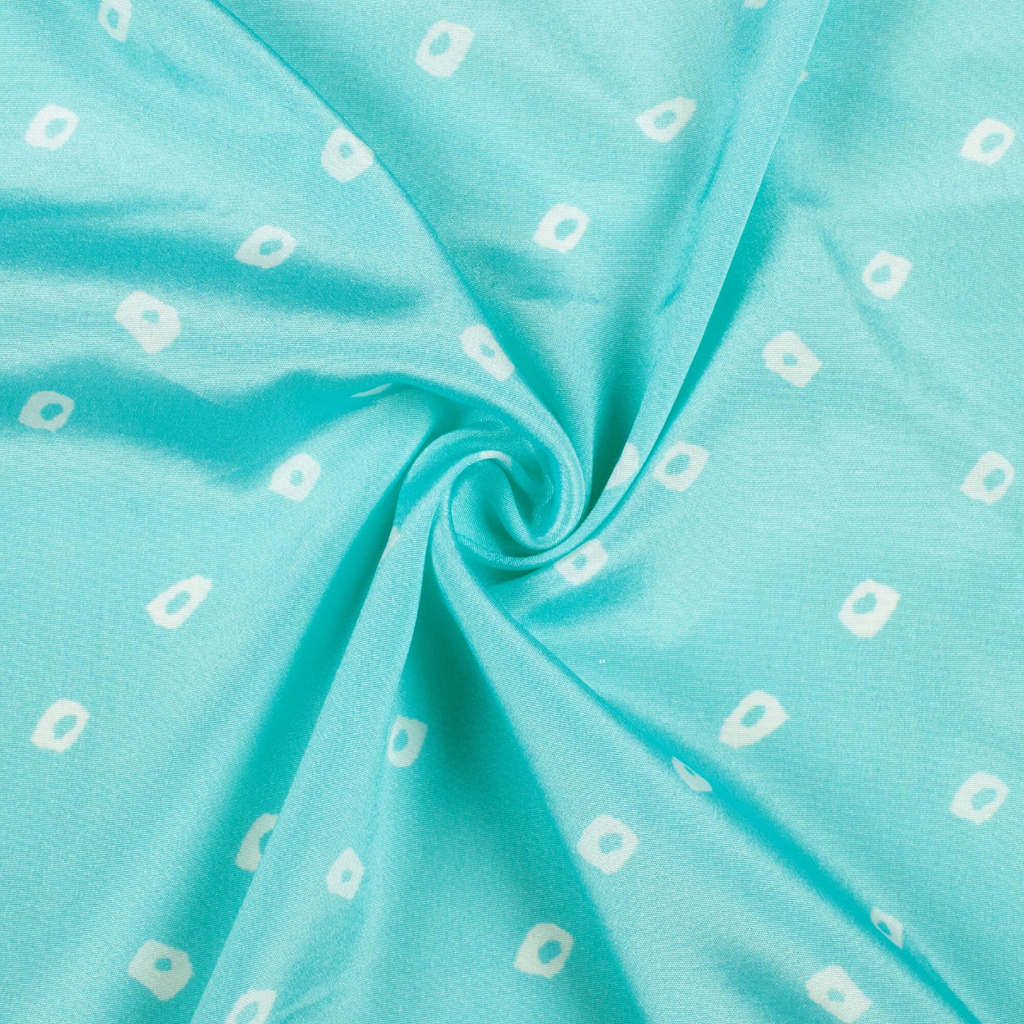 Baby Blue And White Bandhani Pattern Digital Print Crepe Silk Fabric