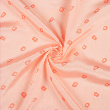 Peach Bandhanii Pattern Digital Print Crepe Silk Fabric