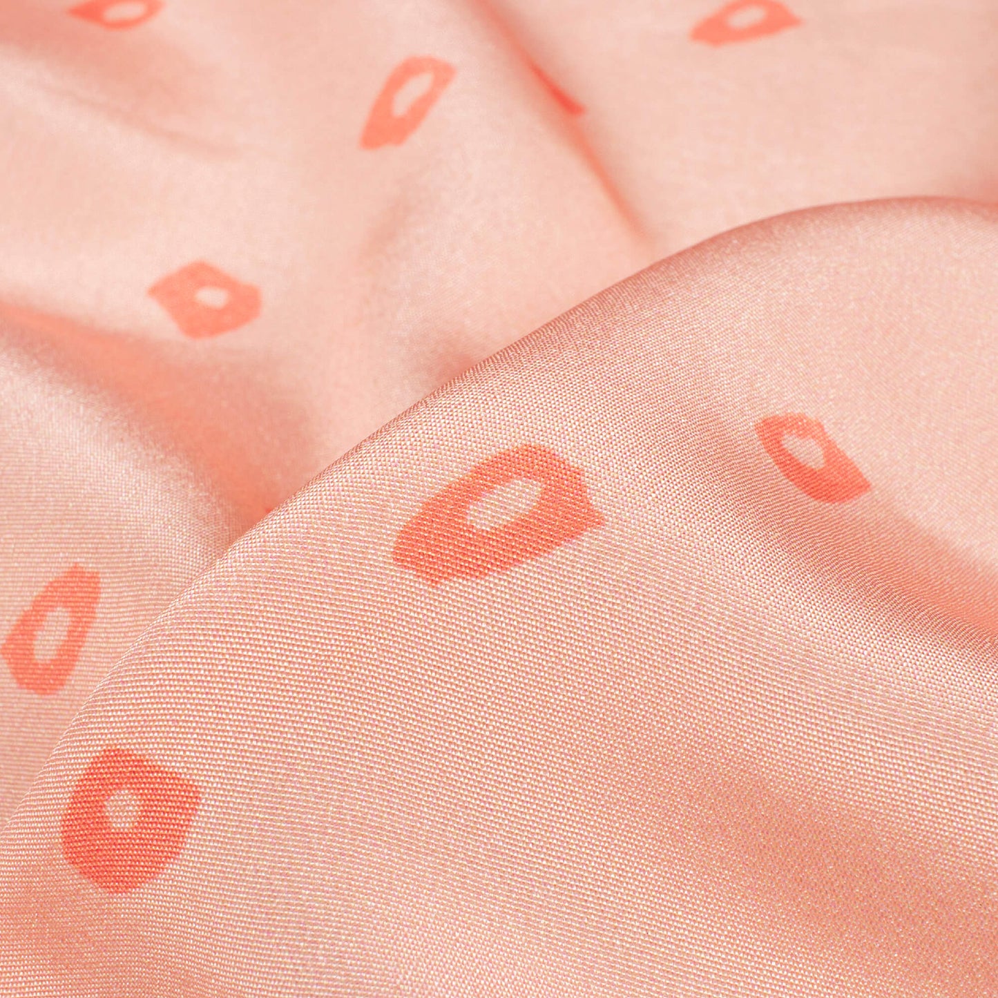 Peach Bandhani Pattern Digital Print Crepe Silk Fabric
