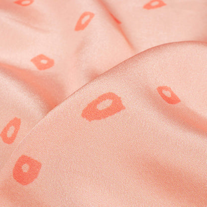 Peach Bandhanii Pattern Digital Print Crepe Silk Fabric