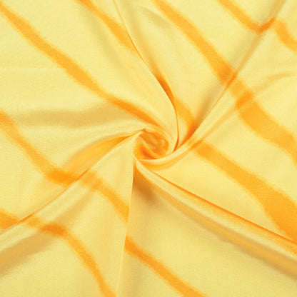 Bumblebee Yellow And Ochre Orange Leheriya Pattern Digital Print Crepe Silk Fabric