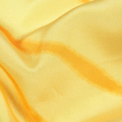 Bumblebee Yellow And Ochre Orange Leheriya Pattern Digital Print Crepe Silk Fabric