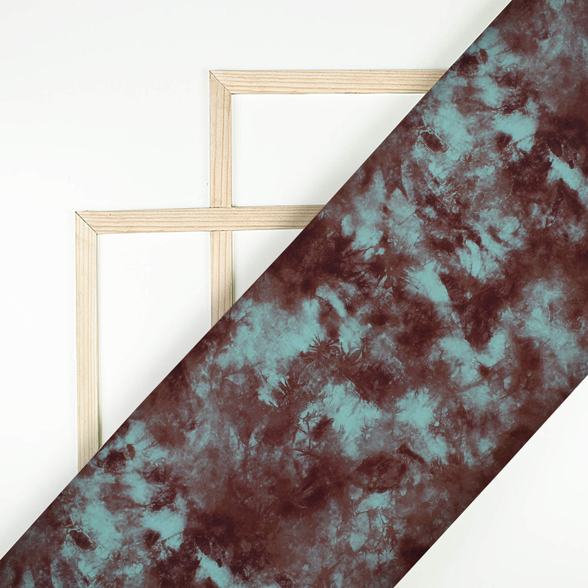 Hickory Brown And Pistachio Green Tye And Dye Pattern Digital Print Crepe Silk Fabric