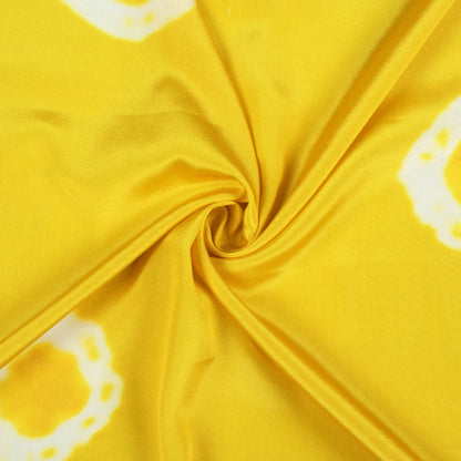 Bumblebee Yellow And White Shiiborii Pattern Digital Print Crepe Silk Fabric