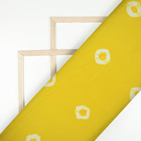 Bumblebee Yellow And White Shiiborii Pattern Digital Print Crepe Silk Fabric