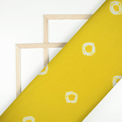 Bumblebee Yellow And White Shiiborii Pattern Digital Print Crepe Silk Fabric