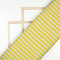 Bumblebee Yellow And White Stripes Pattern Digital Print Crepe Silk Fabric