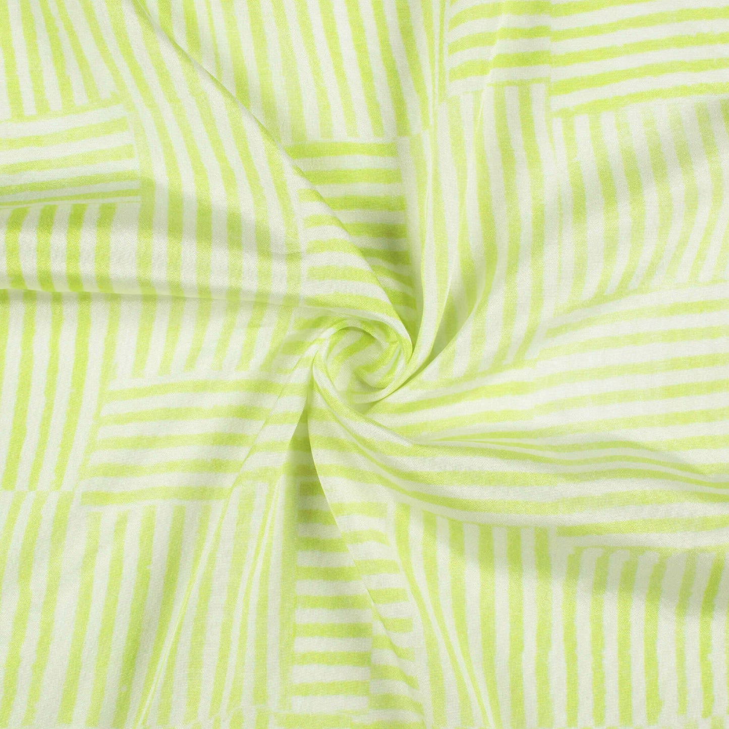 Pear Green And White Stripes Pattern Digital Print Crepe Silk Fabric