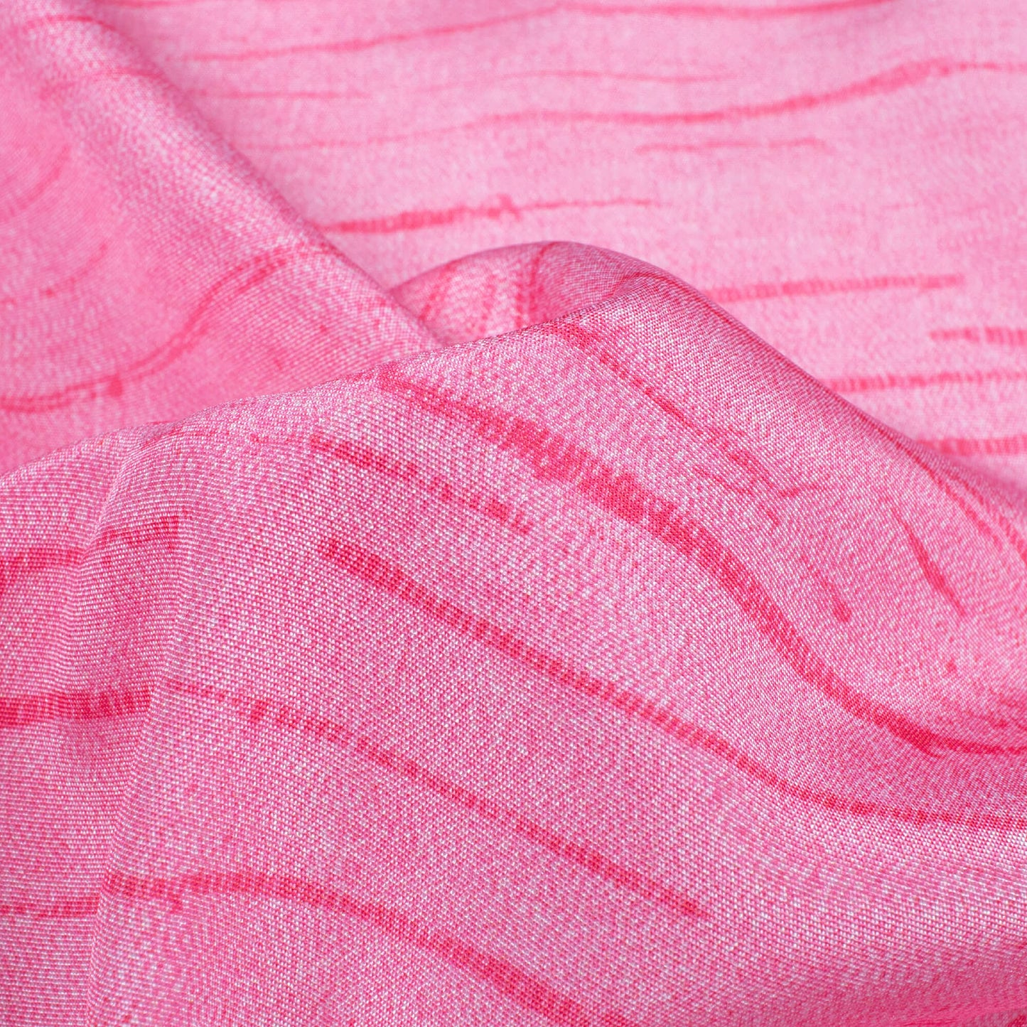 Taffy Pink Textured Pattern Digital Print Crepe Silk Fabric