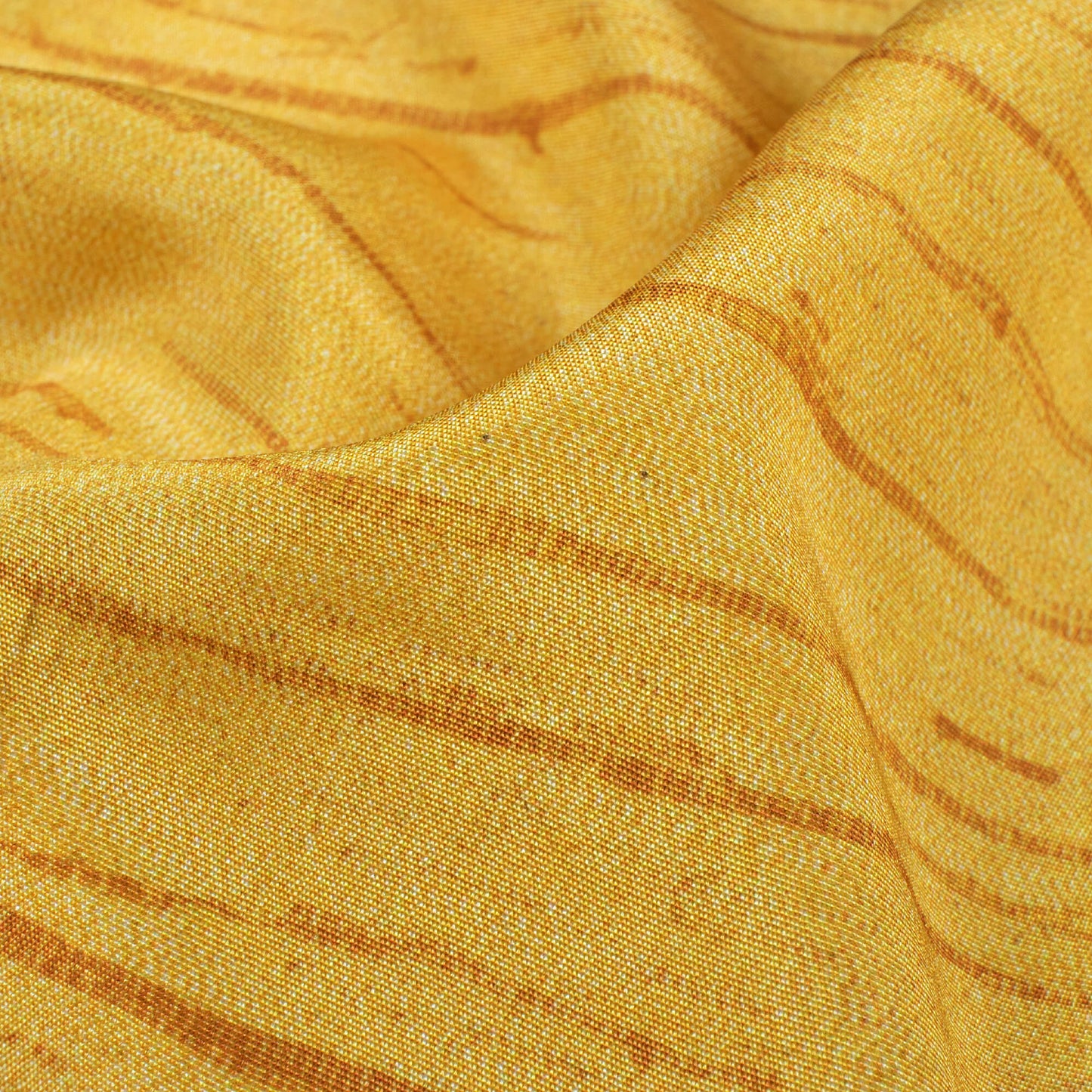 Ochre Yellow Textured Pattern Digital Print Crepe Silk Fabric