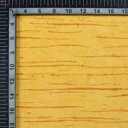 Ochre Yellow Textured Pattern Digital Print Crepe Silk Fabric