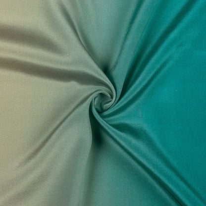 Beige Cream And Prussian Blue Ombre Pattern Digital Print Crepe Silk Fabric
