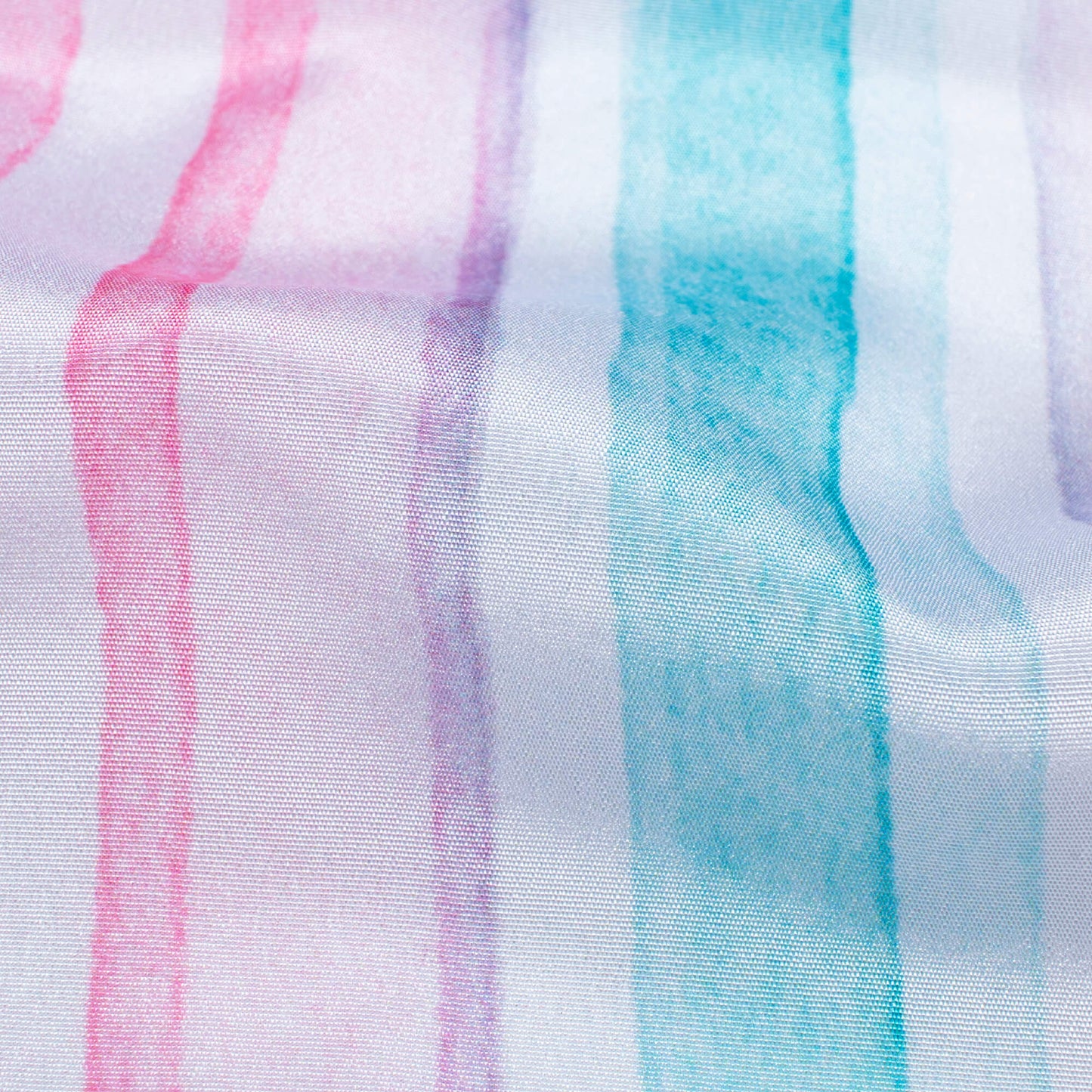 Pastel Pink And Teal Blue Stripes Pattern Digital Print Crepe Silk Fabric