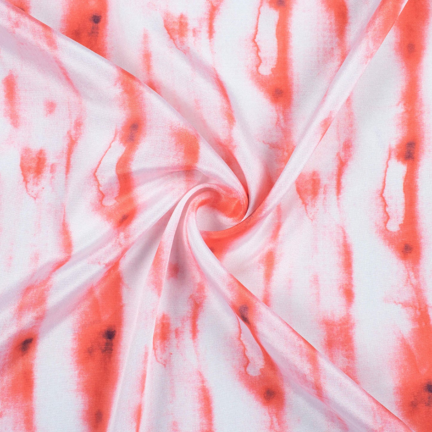 Vermilion Red And White Shibori Pattern Digital Print Crepe Silk Fabric