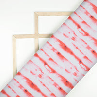 Vermilion Red And White Shiiborii Pattern Digital Print Crepe Silk Fabric
