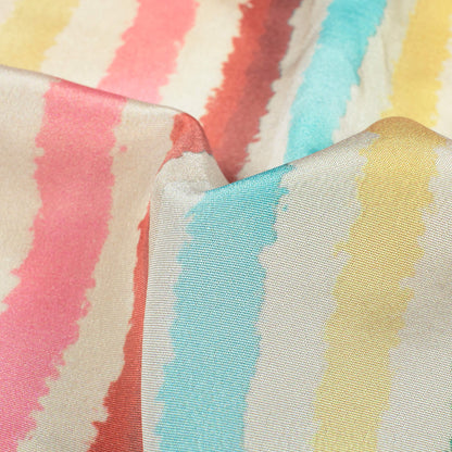 Mustard Yellow And Blush Red Shiiborii Pattern Digital Print Crepe Silk Fabric