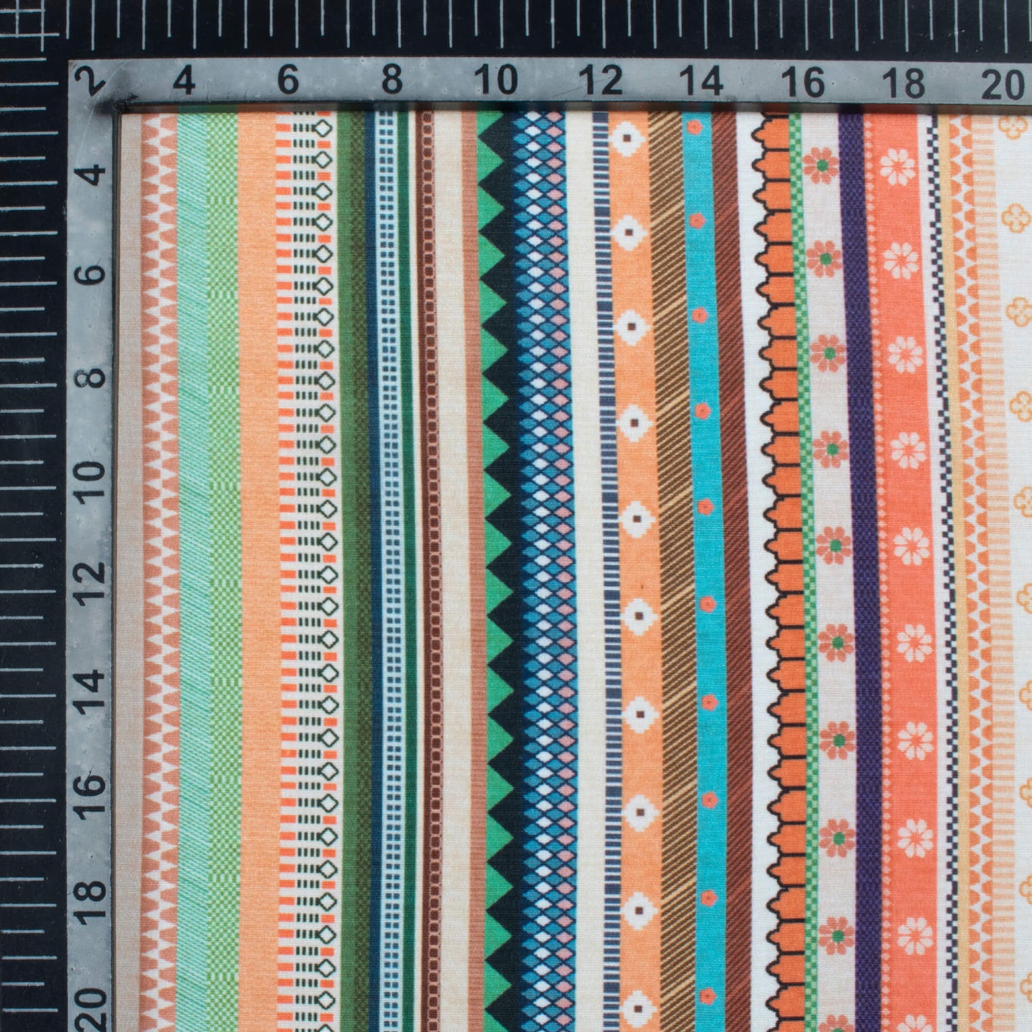 Multi-Color Traditional Pattern Digital Print Crepe Silk Fabric