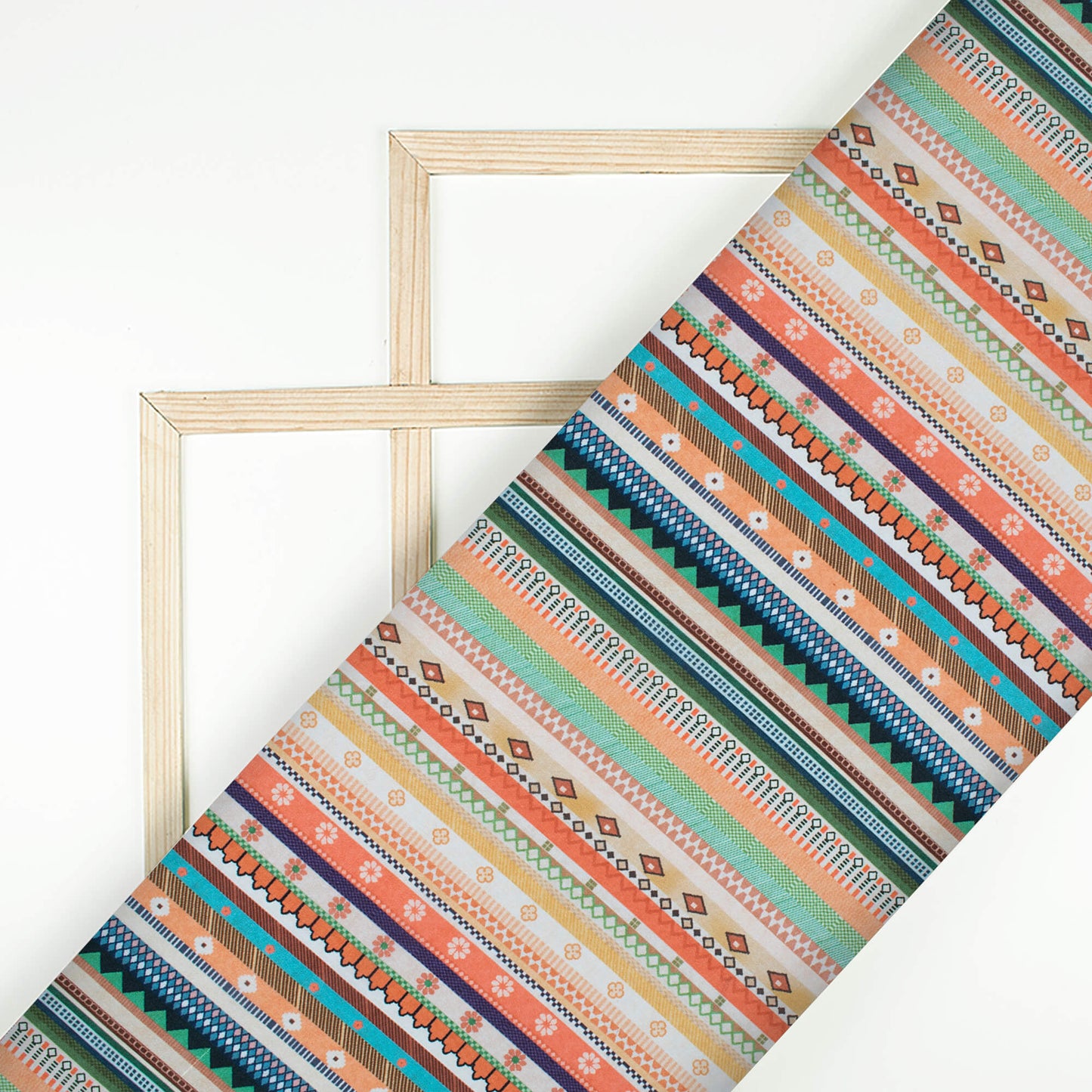 Multi-Color Traditional Pattern Digital Print Crepe Silk Fabric