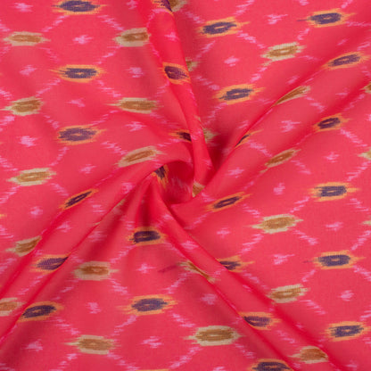 Deep Pink And Army Green Ikkat Pattern Digital Print Georgette Fabric
