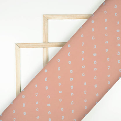 Peach And White Bandhanii Pattern Digital Print Georgette Fabric