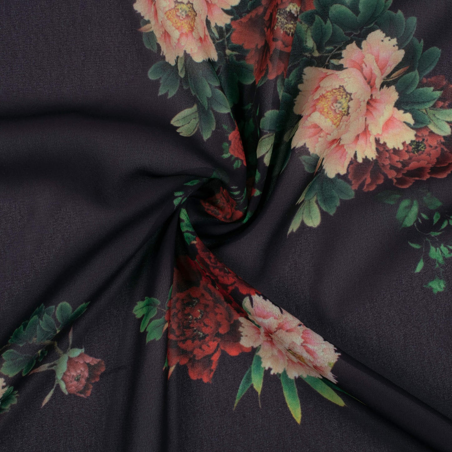 Raisin Purple And Pink Floral Pattern Digital Print Georgette Fabric